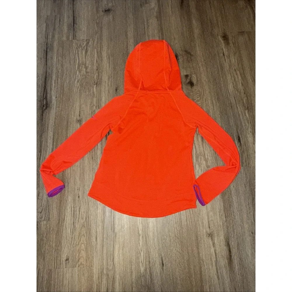 Nike Pro Girls Youth Medium Orange And Purple Hooded‎ Pullover Dri Fit